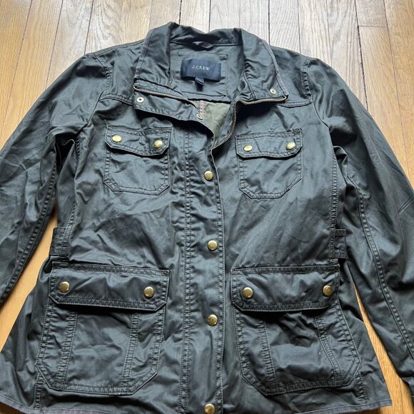 J.Crew Size M Olive Green 100% Cotton Downtown Utility Flap Pockets Field Jacket - Picture 4 of 15